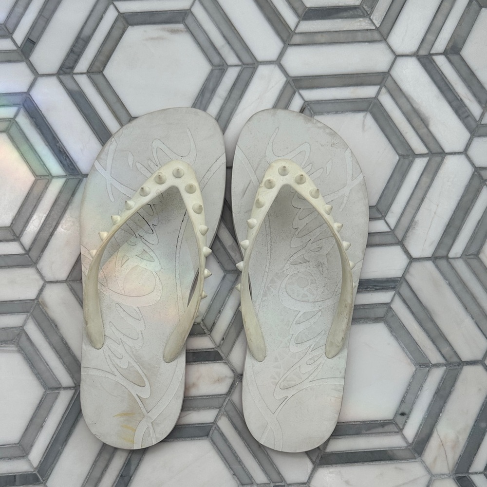 Christian Louboutin White Studded Sandals